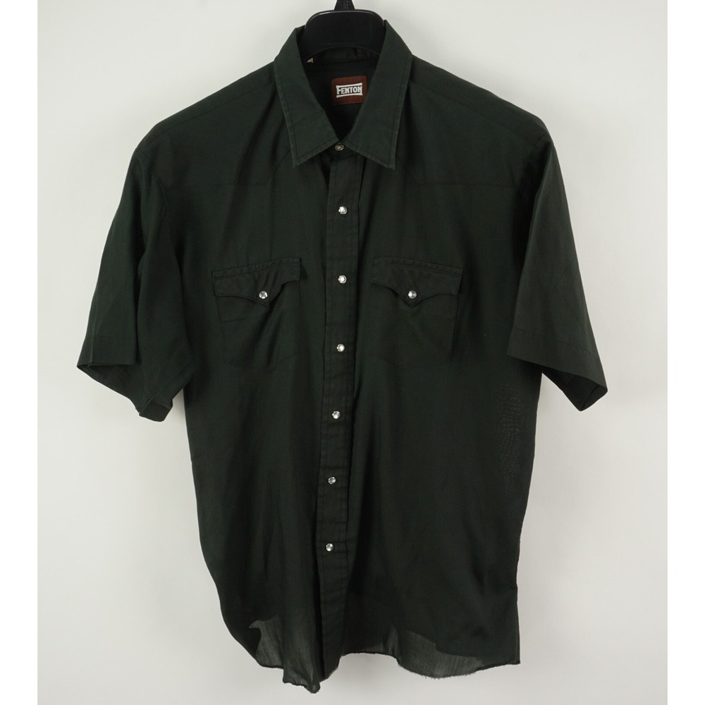 Vintage Fenton Men's XL Relaxed Short Sleeve Black Pearl Snap Western Shirt